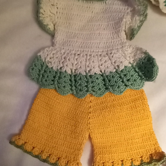 Kitchen 1950s Crochet Hot Mats Panties Bloomers Dress Basket vintage 5 pcs - Picture 4 of 10